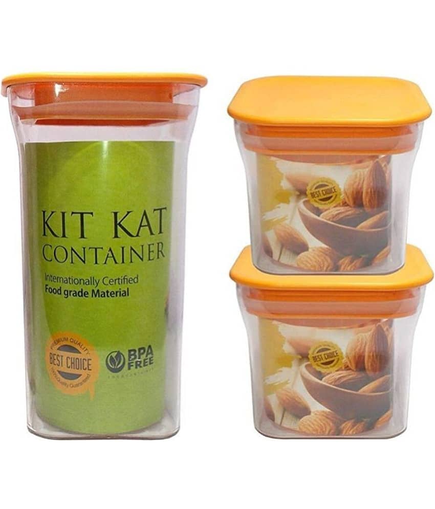 iview kitchenware - Polyproplene Orange Food Container ( Set of 3 - 1100 )