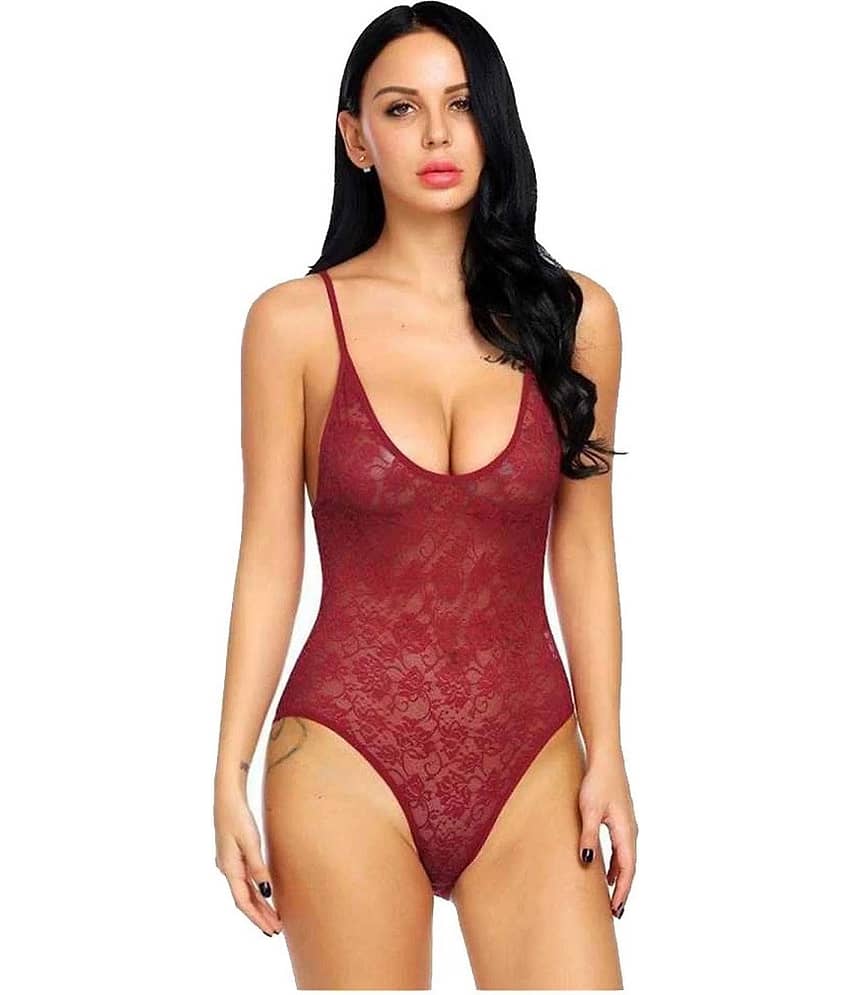 CELOSIA Lace Teddies - Maroon Single
