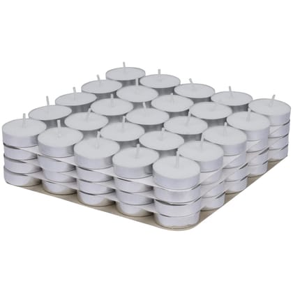 Carnival Festive Wax Tealight Candles, 100 Piece-White / 24 Pcs