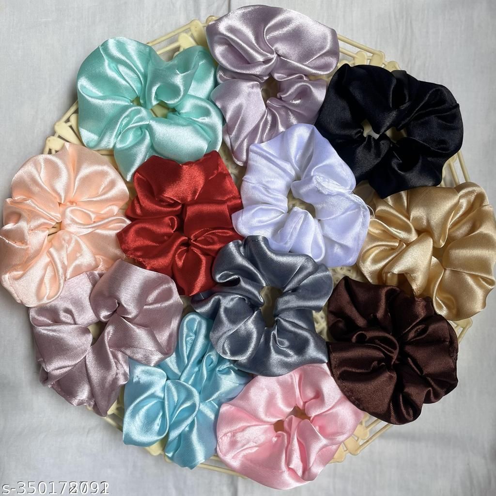 Scrunchie (Pack of 12) Multicolor Pure Silk Scrunchies for hair and hand