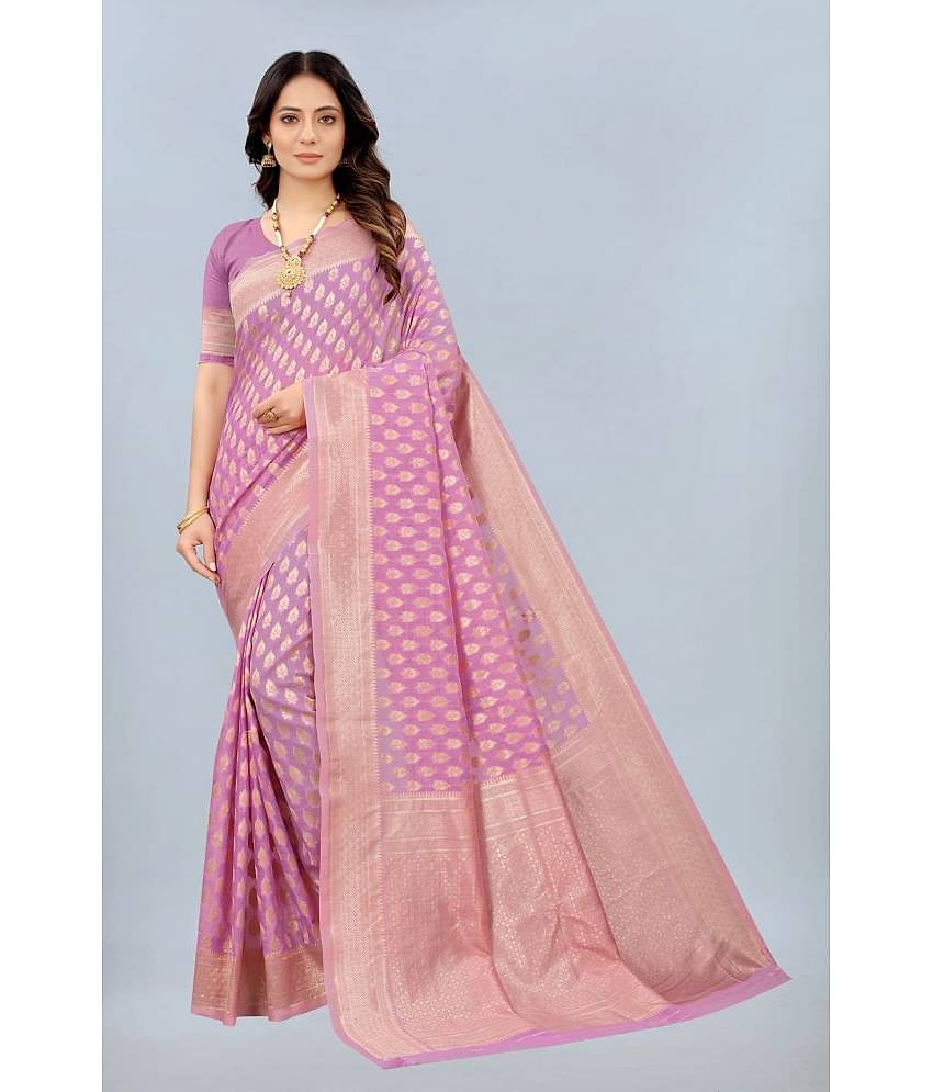NENCY FASHION Cotton Embellished Saree With Unstitched Blouse Piece ( LightGreen )