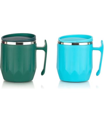 MAGICSPOON Multicolor Steel Coffee Mug ( Pack of 2 )