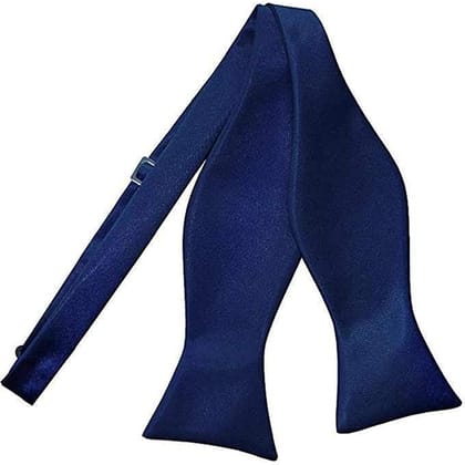 VOICI Men's Velvet & Satin oversized Bow & Pocket Square Tie Black Color Free Size best for Tuxido dinner jackets - Navy Self Knot