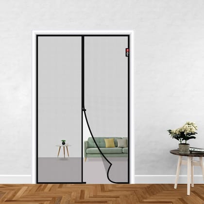 Mosquito Net for Doors, Pre-stitched Net with Magnetic Auto-close-Black / 195x100