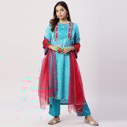 Modal Silk Bandhani kurta set with dupatta-XS