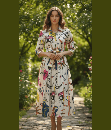 Flavia Creation Women Cotton A-line Dress ( Multicolor )