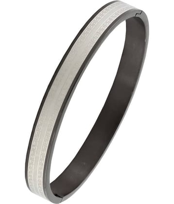 Italian Designer Black Silver Surgical Stainless Steel Openable Free Size Kada Bangle Bracelet Men Boy