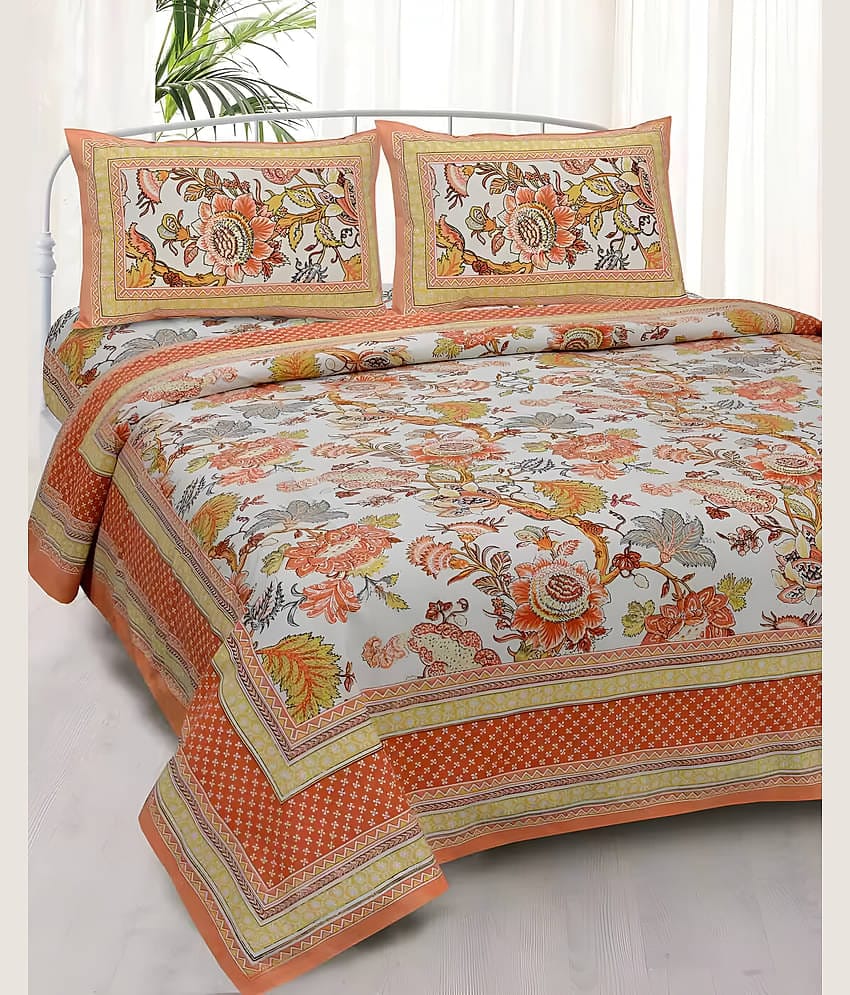 Bombay Spreads Cotton 1 Double King Bedsheet with 2 Pillow Covers ( Yellow )