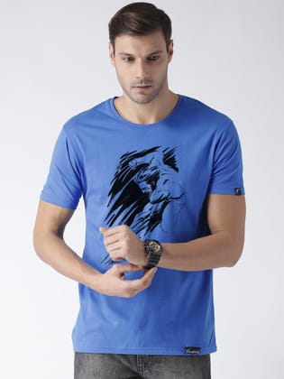 Young Trendz Bio-Wash Cotton Half Sleeve WOLVARIN Graphic Printed SKYBLUE T-Shirt-SKYBLUE / Medium / 100% Bio Wash Cotton