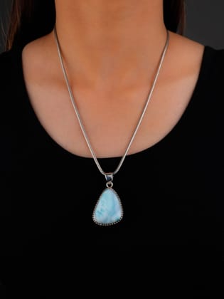 Larimar Triangle Silver Pendant