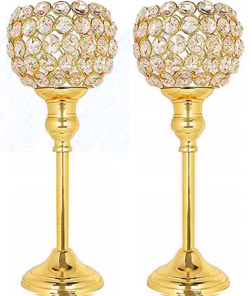 METAL MESTERY Gold Table Top Metal Tea Light Holder - Pack of 1