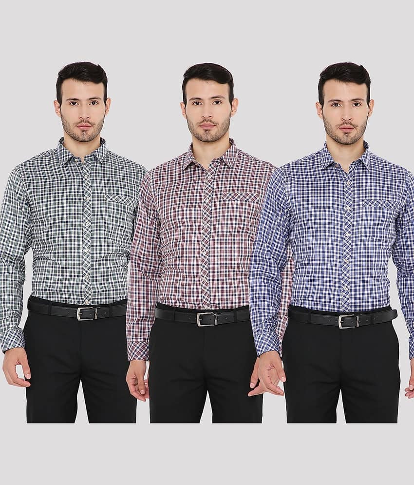 Maharaja Shirt - Multi Polyester Slim Fit Men's Formal Shirt ( Pack of 3 )