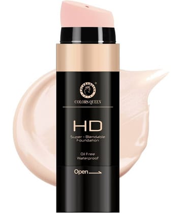 COLORS QUEEN HD Super Blendable Oil Free Water Proof Foundation 30g, Ivory (Shade - 01)