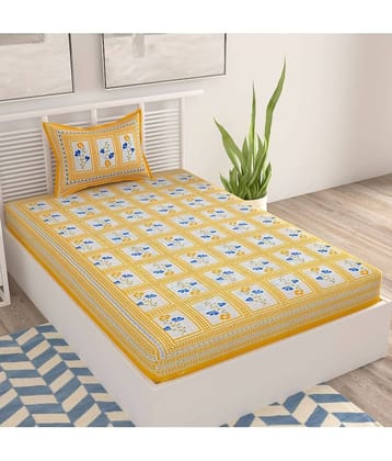 Uniqchoice Cotton 1 Single Bedsheet with 1 Pillow Cover ( Yellow )