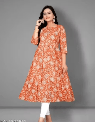 Elegant Orange Rayon Kurti Elegant Orange Rayon Kurti