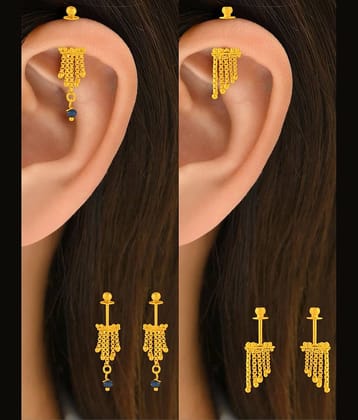 LUV FASHION Gold EarCuff Earrings ( Pack of 2 )