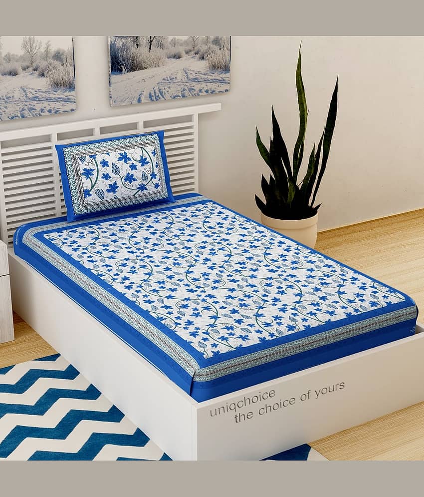 Uniqchoice Cotton Single Bedsheet ( Blue )