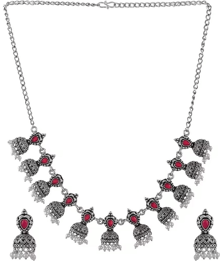 PUJVI - Silver Alloy Necklace Set ( Pack of 1 )