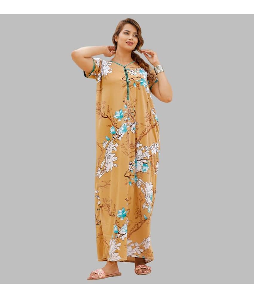 G4Girl Beige Satin Women's Nightwear Nighty & Night Gowns ( Pack of 1 )