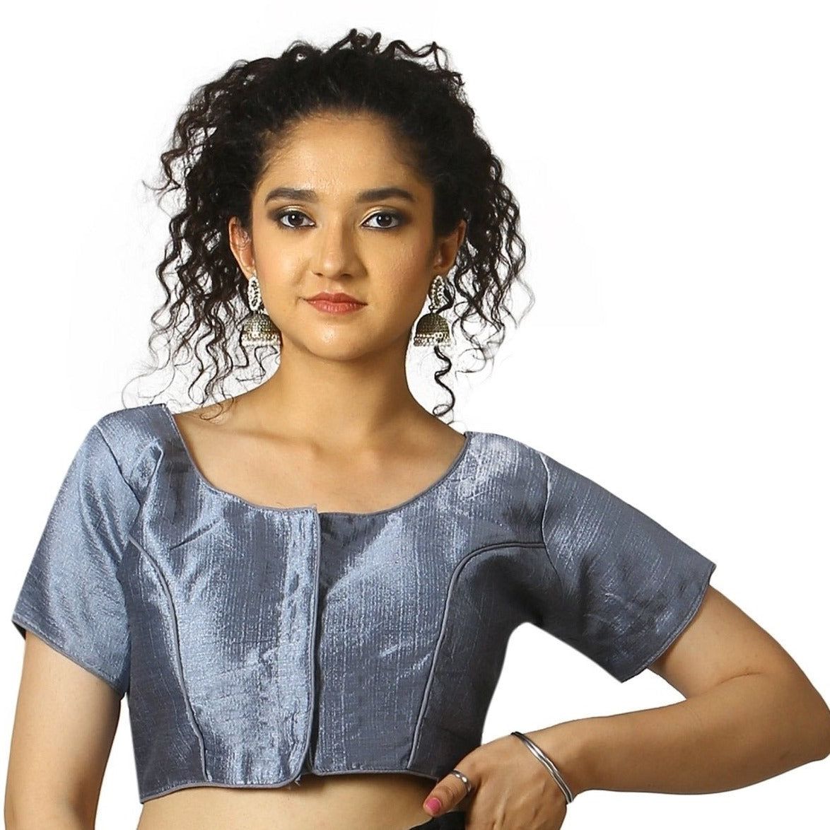 TheHangr Steel Blue Fantom Silk Blouse -  32