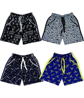 atlans Pack of 4 Cotton Blend Shorts For Boys ( Black )
