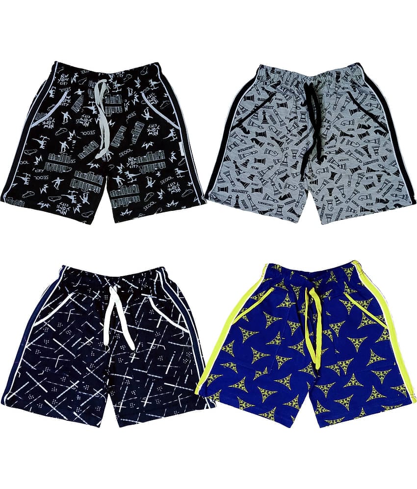 atlans Pack of 4 Cotton Blend Shorts For Boys ( Black )