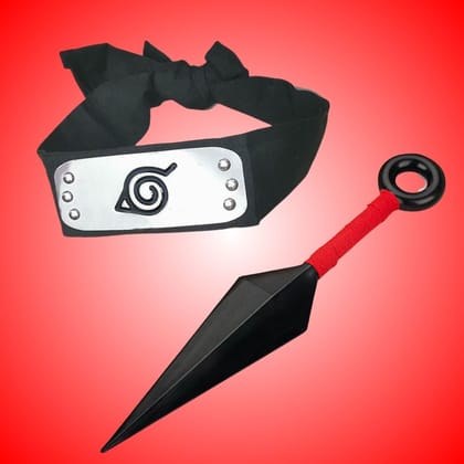 Kunai Knife Toy Weapon and Metal Headband Naruto Anime Set - 2PC