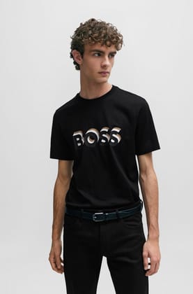 Original -Mens Half Sleeve H U G O B O S S  Printed T-shirt-M