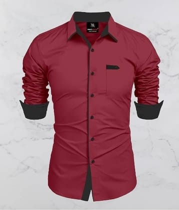 MAN'S SUITUP Cotton Blend Regular Fit Solids Full Sleeves Men's Casual Shirt - maroon ( Pack of 1 )