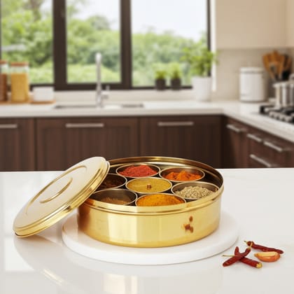 Brass Masala Box 7 Bowl (ZMAS467 A)