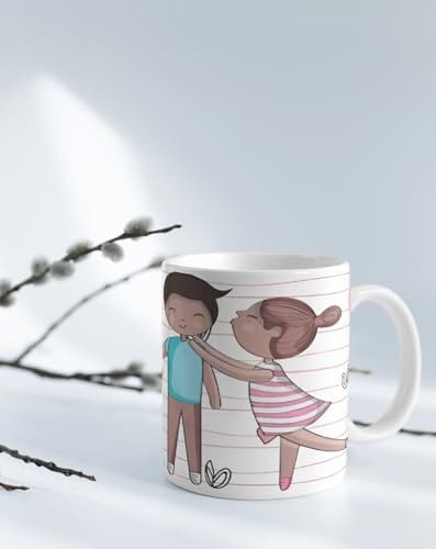 The Magical Gifts Love Theme Printed Ceramic Mug 325ml Gift for Boyfriend Girlfriend Anniversary Romantic Couple Present Cute Coffee Tea Cup for Valentine Engagement
