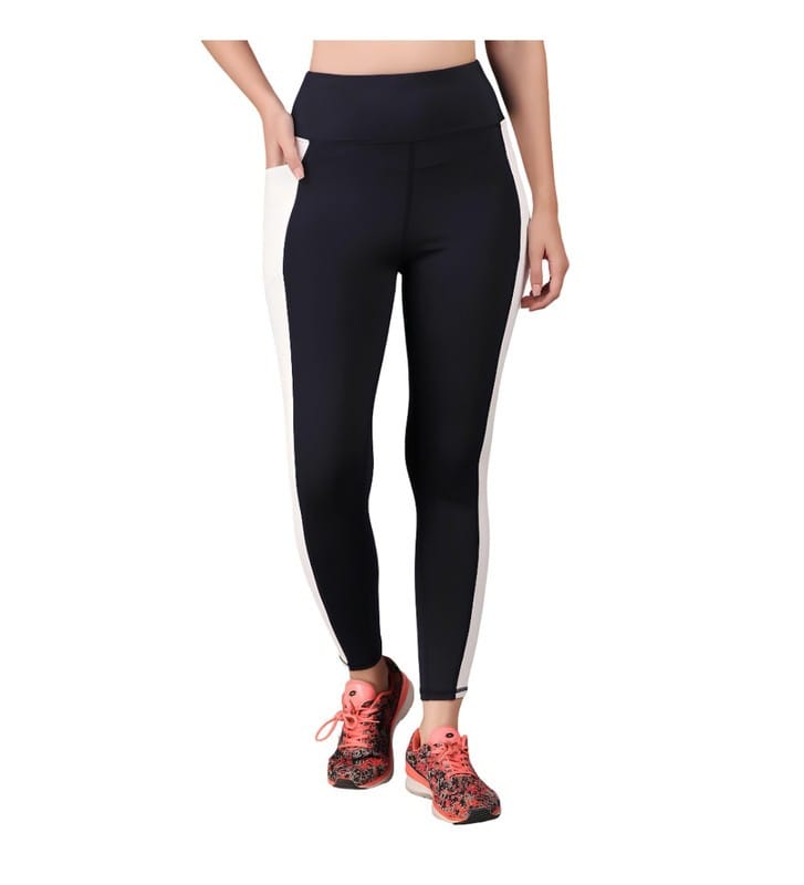 Womens Polyester Solid Ankle length High Waisted Tights Size S (Navy Blue)
