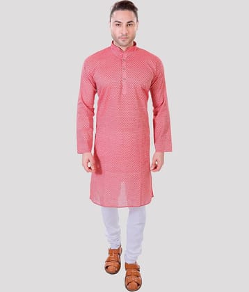 Maharaja - Red Cotton Regular Fit Men's Kurta Pyjama Set ( Pack of 1 )