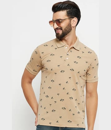 Emerald Pack of 1 Cotton Blend Regular Fit Printed Half Sleeves Men's Polo T Shirt ( Beige )