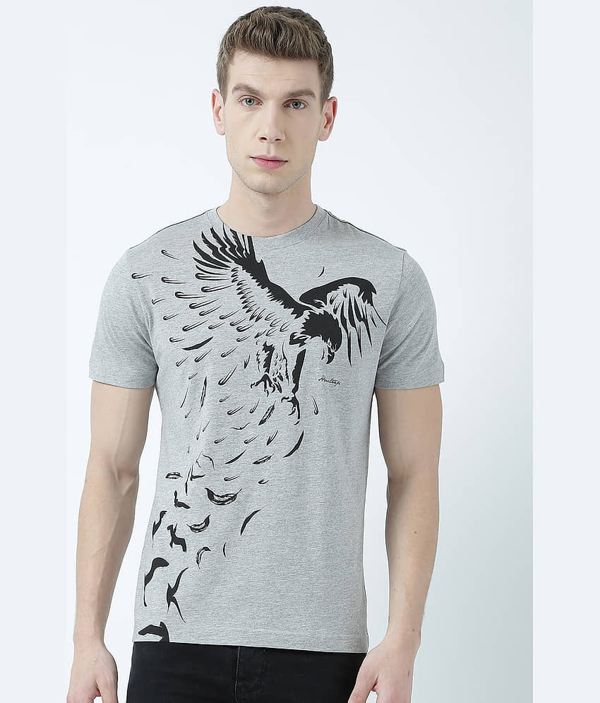Huetrap Pack of 1 Cotton Regular Fit Men's T-Shirt ( Grey )