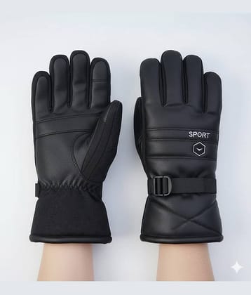 Infispace Black Leather Men's Biker Gloves ( Pack of 1 )