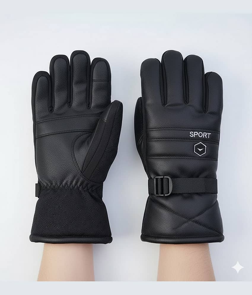 Infispace Black Leather Men's Biker Gloves ( Pack of 1 )