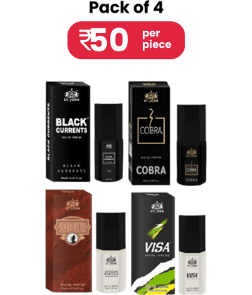 ST.JOHN Cobra, Visa , Black Currents & Narcotic Pocket Perfume For Men 10ml Each (40ml)- Pack of 4