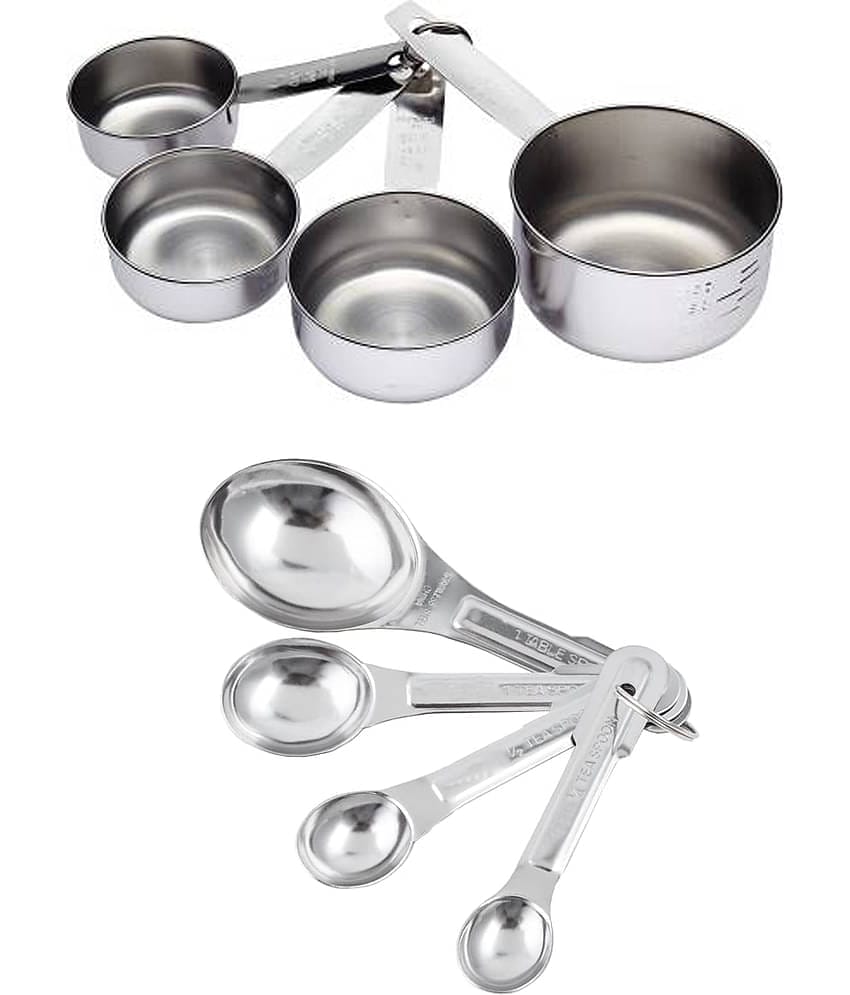 JISUN Stainless Steel Measuring Cups & Spoons Set ( Pack of 2 )