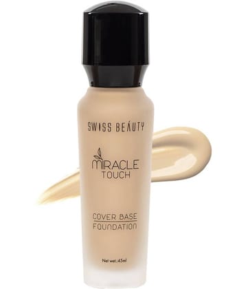 Swiss Beauty Miracle Touch Cover Base Liquid Foundation (Medium Beige), 45ml