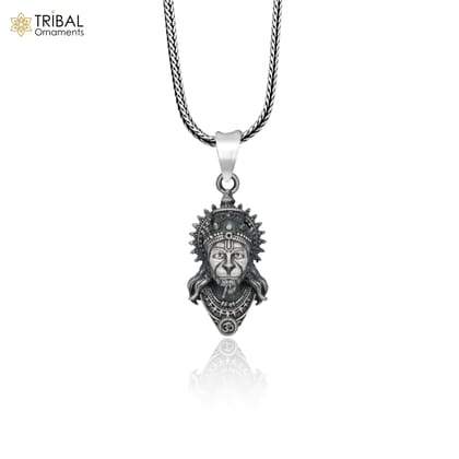 925 sterling silver handmade lord hanuman Pendant with chain tribal jewellery nsp1035-Pendant & 18'' chain