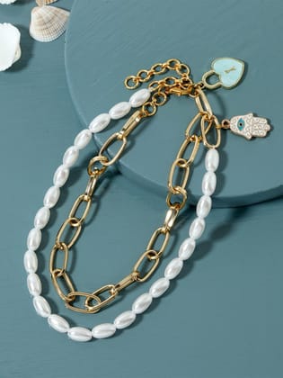 Gold-Plated White Brass Layered Necklace