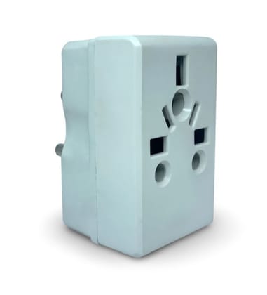 3 in 1 Worldwide Universal Multi Plug Socket Travel Adapter Plug with Surge Protector (White)