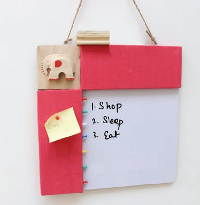 IVEI Pin Board + Whiteboard, Combination Board with Elephant Miniature-Pink