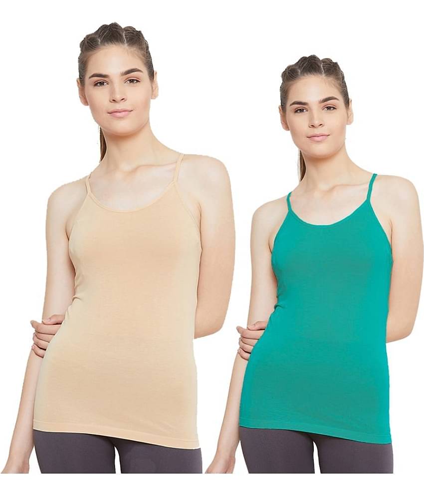 Outflits Pack of 2 Cotton Women's Smoothing Cami ( Multi Color )