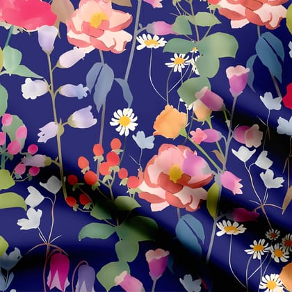 Floral Fantasy Land Print Fabric-Cotton