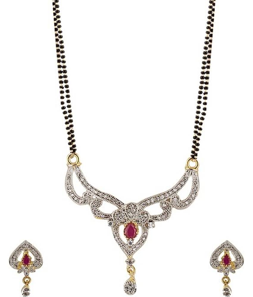 Youbella Designer American Diamond Mangalsutra Set with Chain