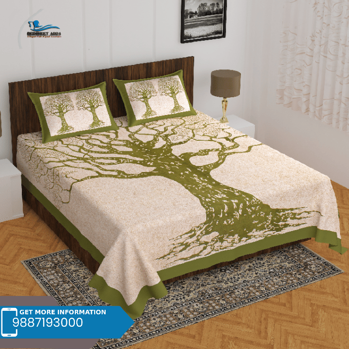 3001-Hometrade India-Standard King Size (90*108 Inches) Double Bedsheet With 2 Pillow Cover-RJ-14-Jaipur lining-3237