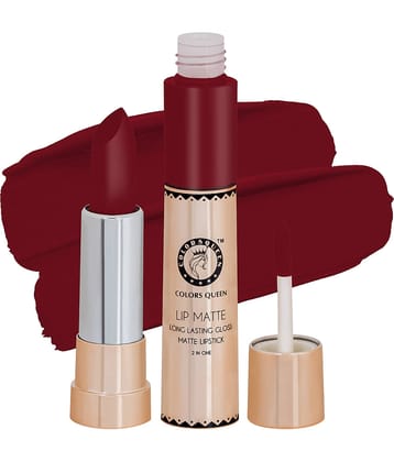 COLORS QUEEN 2 In 1 Matte Lip Gloss and Lipstick Indian Red (Shade - 26)
