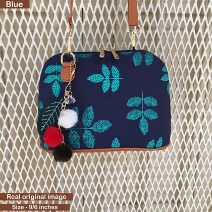 Fioni - Leafy Print - Sling-Blue